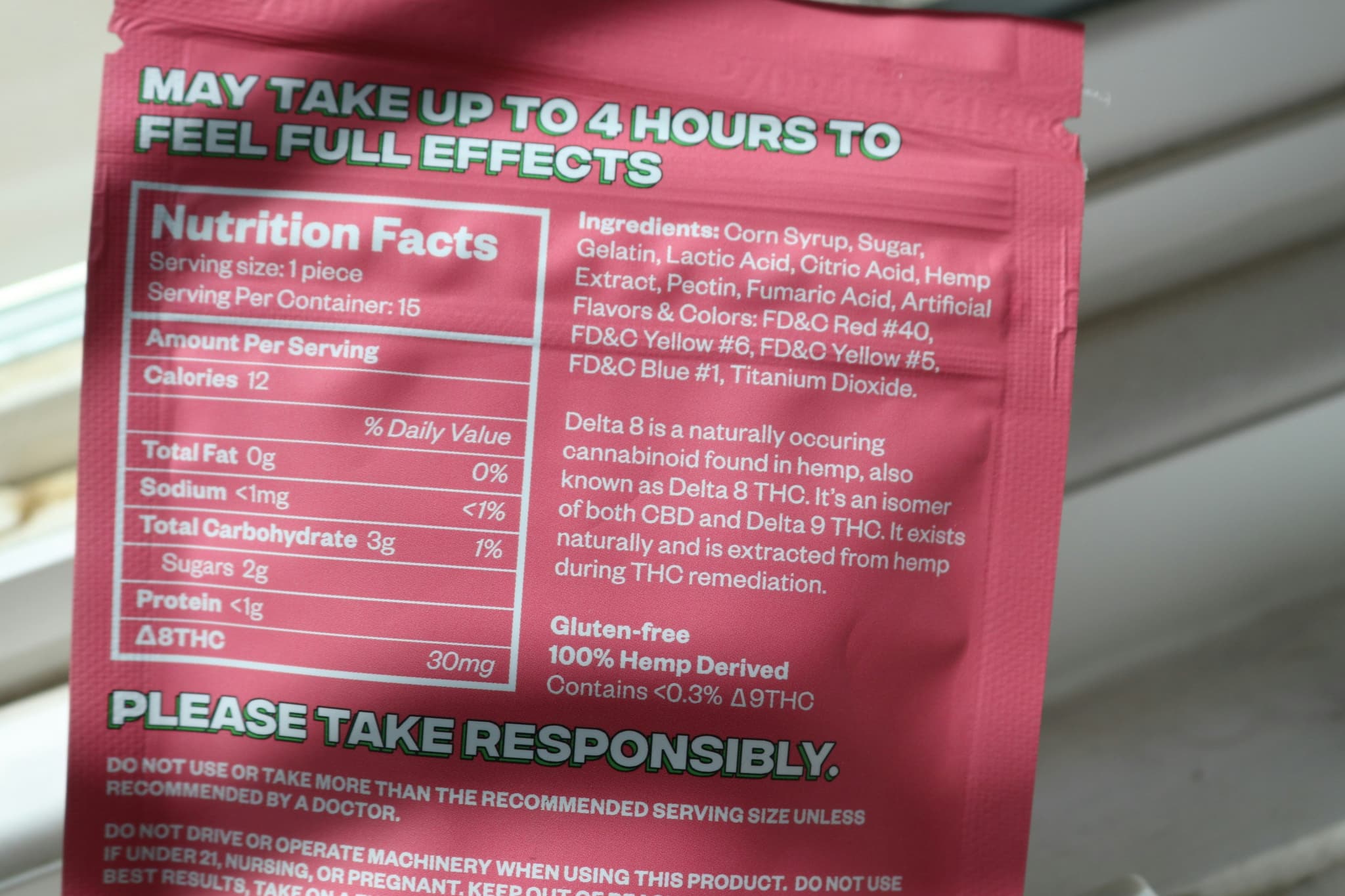 Red package with nutrition label